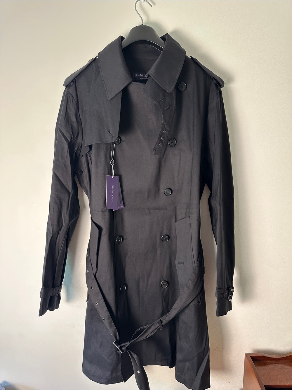 Ralph Lauren Black Double-Breasted Trench Coat